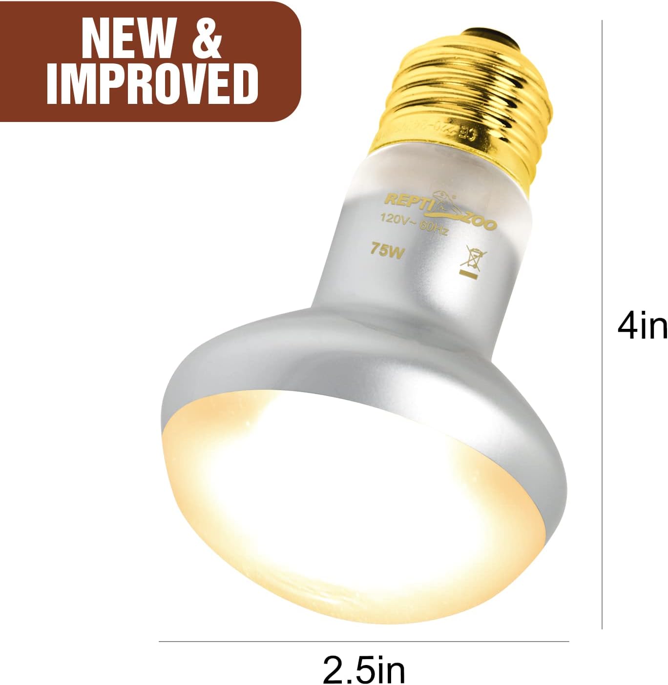 REPTI ZOO 2 Pack Heat Lamp 75W, Intense Basking Spot Simulated Natural Sunlight Heating Lamp Bulb, Heat Emitter UVA Heat Lamp Bulb for Reptile Chickens Pet Brooder