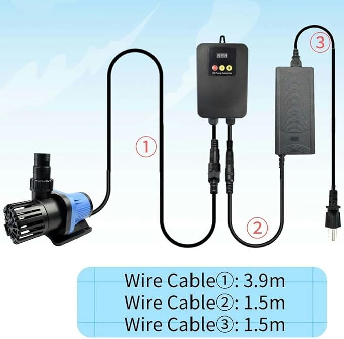 CONQUERALL 5280GPH 130W DC 36V 22.9ft Water Pump Pond Pump Return CHS-20000 Submersible and Inline Running Controller for Aquaculture Oxygenation, Koi Farm,Fish and Shrimp Farming Warranty-3Year