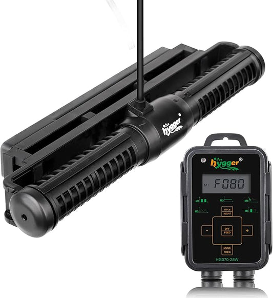 Hygger Aquarium Wave Maker - Adjustable Cross Flow Pump with LED Display Controller, Magnetic DC 24V Powerhead for Freshwater & Marine Reef Aquariums Up to 265 Gallon (25W)