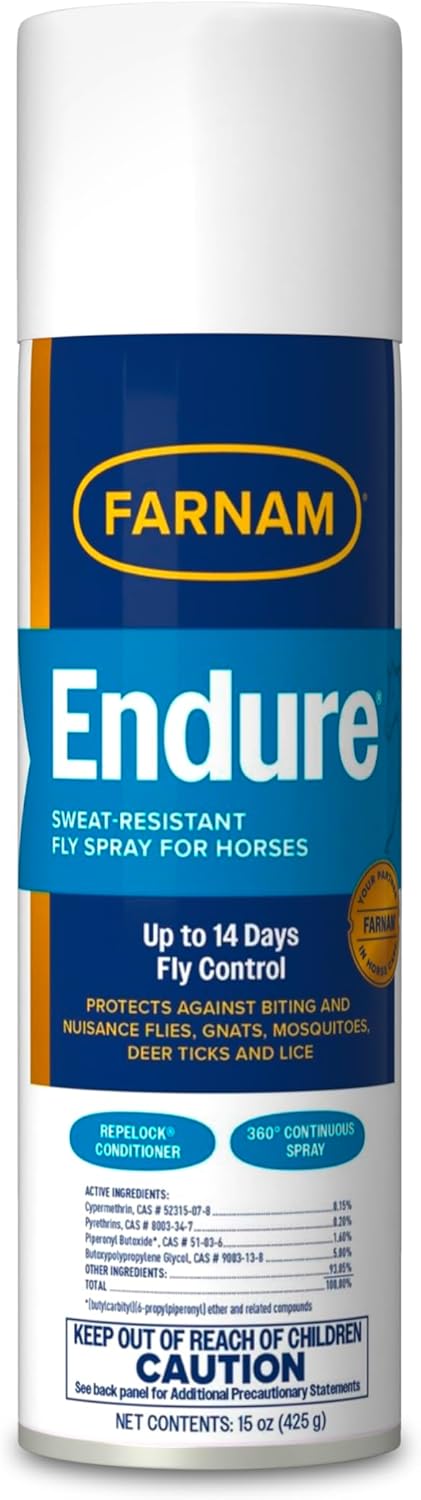 Farnam Endure Sweat-Resistant Fly Spray for Horses, Protects Against Lyme Disease, 15 oz