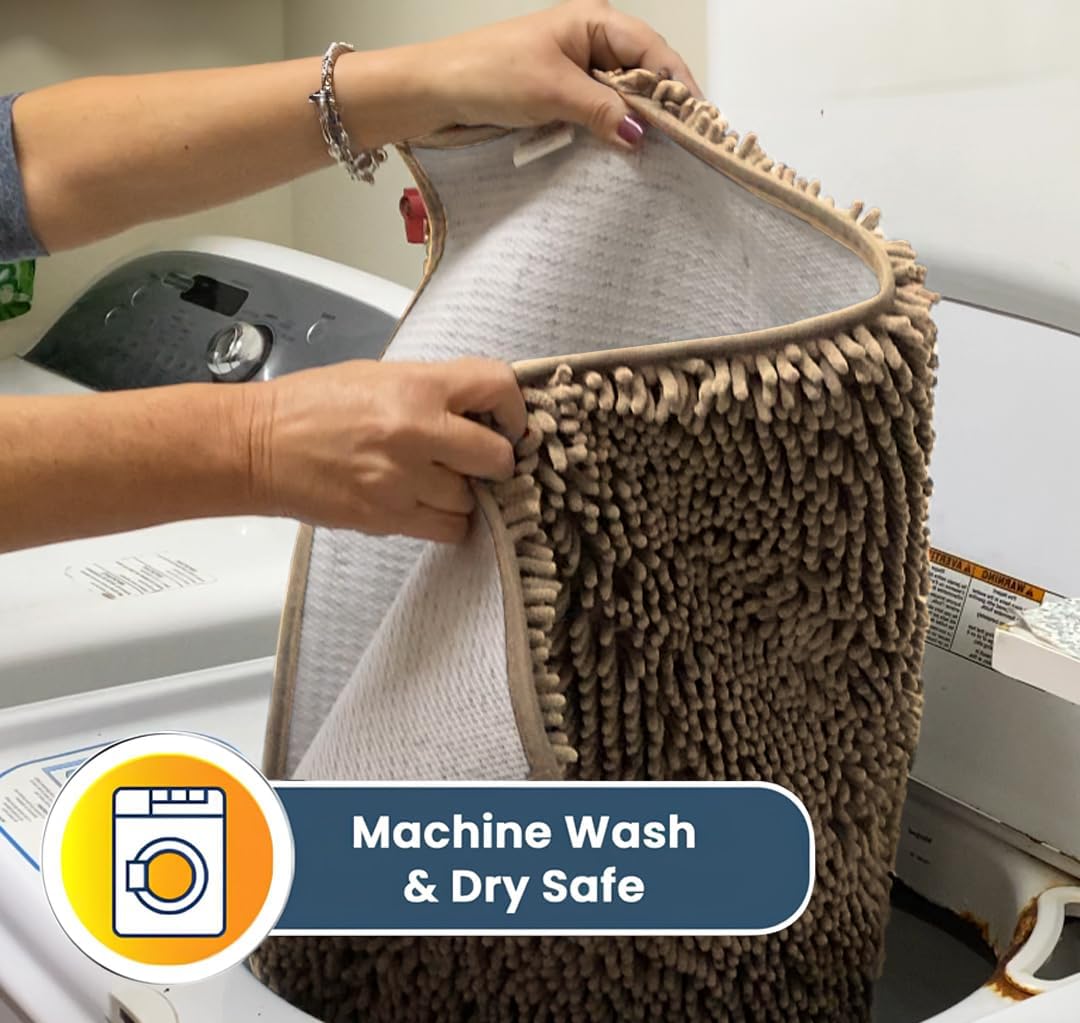 Muddy Mat® Original Dog Door Mat for Muddy Paws, Super Absorbent Microfiber, Non-Slip Washable Pet Rug, Quick Dry Chenille Entryway Carpet, Machine Washable Indoor Outdoor mat, Beige 24"x72"