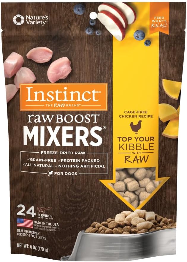 Instinct Raw Boost Mixers, Freeze Dried Dog Food Topper, Grain Free - Cage Free Chicken, 6 oz. Bag