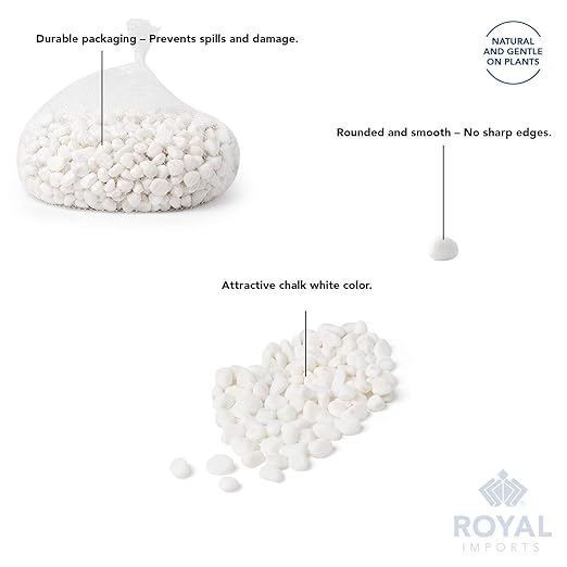 Royal Imports 30LBS River Rocks Decorative Ornamental Pebbles, Garden Landscaping Stones, Gravel Filler for Plants, Vases, Succulents, Home Decor, Aquariums, Crafting, Animal Habitat - Small White