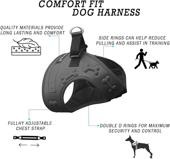 Comfort Fit No Pull Dog Harness for Medium Small Large Dogs Step-in Dog Vest Harness with Adjustable Buckle All Weather Comfortable Soft Padded Easy Control Handle Ideal for Walking Running Training
