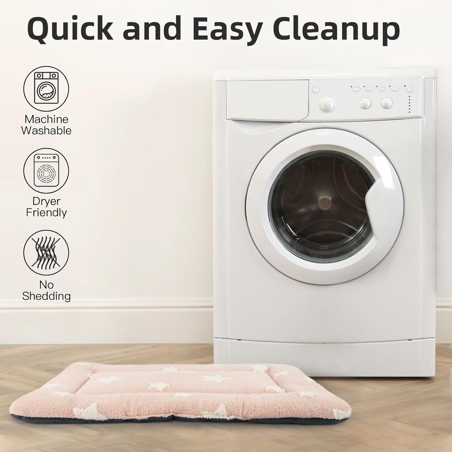 Mora Pets Dog Crate Pad Dog Kennel Bed Crate Mat for Large Dogs Washable Cute Star Pet Bed for Cage Ultra Soft Flat Pillow Cushion for Cozy Sleeping Anti-Slip Pink 42 x 27