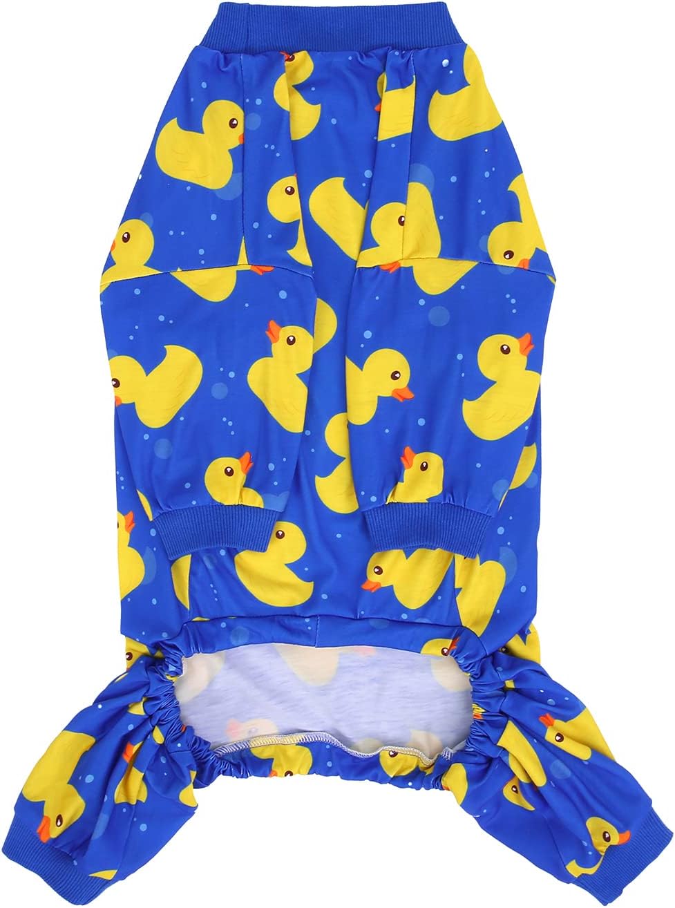 HDE Dog Pajamas One Piece Jammies Jumpsuit Pet Clothes Outfit Stretchy Lightweight Comfy Shirt Pjs for M-3XL Dogs Ducks Blue - 3XL