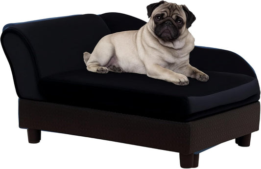 PawHut Luxury Fancy Dog Couch with Hidden Storage, Small Dog Sofa Bed with 2" Soft Foam, Modern Pet Furniture for Puppies & Little Breeds, Black