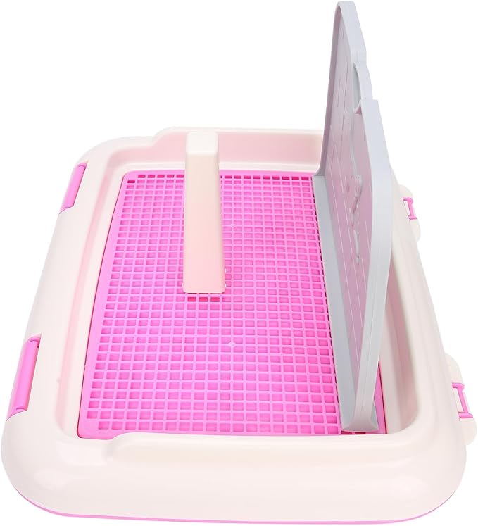 Puppy Dog Potty Tray, Puppy Training Toilet Tray Pet Training Pad Holder, Cat Potty Fence Dog Scheduled Urination Potty Tray, Dog Litter Box for Small and Medium Dogs, Bunny, Cats (Pink)