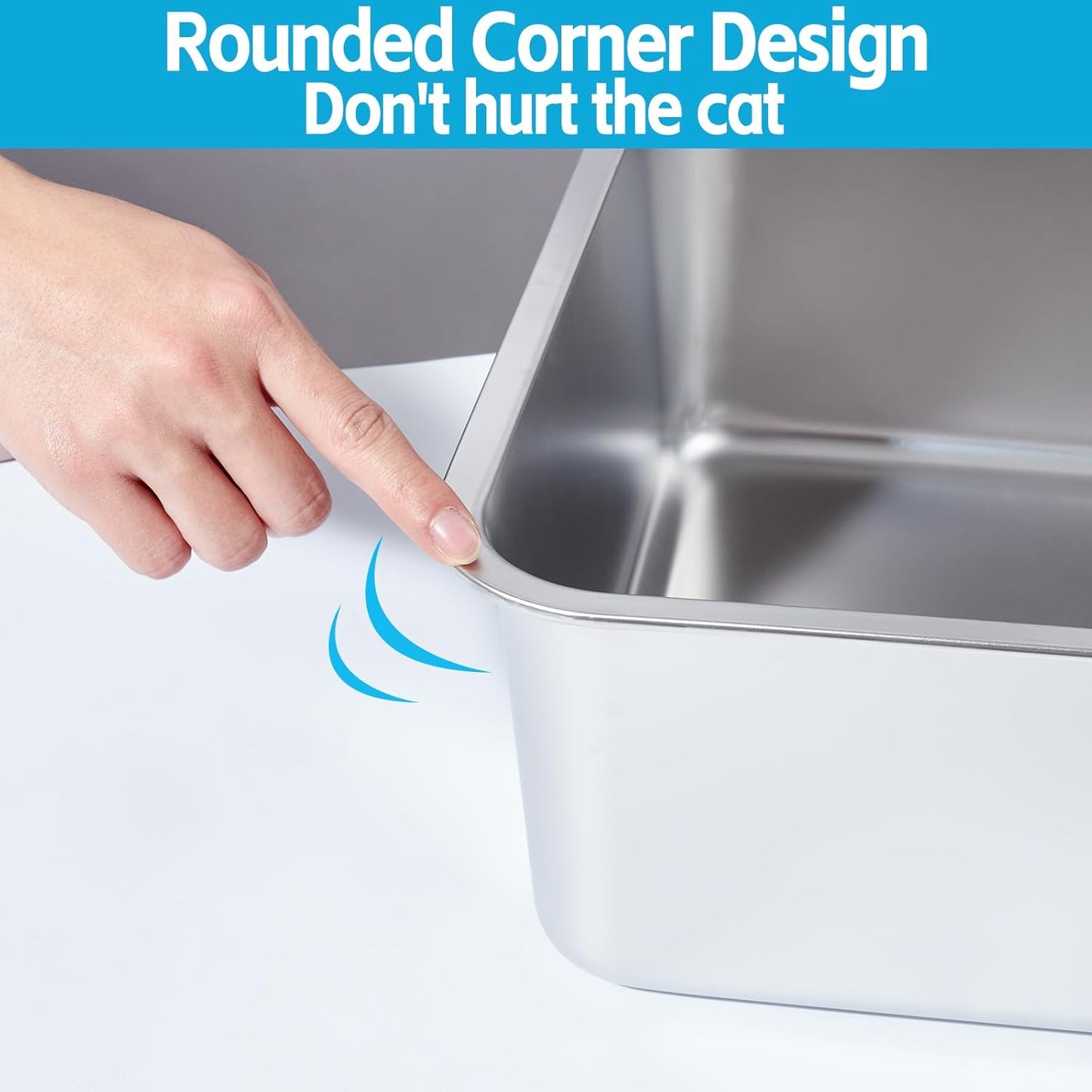 Stainless Steel Cat Litter Box,Metal Litter Box,Cat Litterbox for Kitten, Kitty, Rabbit, 6" High Side Cats Litter boxs,Large Stainless Steel LitterBox, No Smell,Non Stick,Easy to Clean