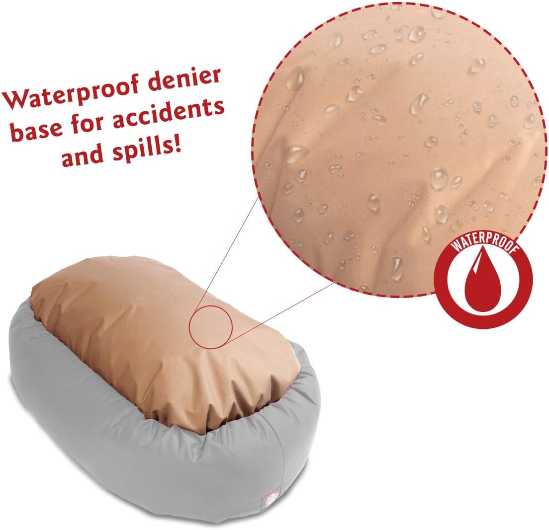 Majestic Pet 40 Inch Micro Velvet Calming Dog Bed Washable 40x29x9 (inch) – Cozy Soft Round Donut Dog Bed with Spine for Head Support - Pet Bed Large – Orange