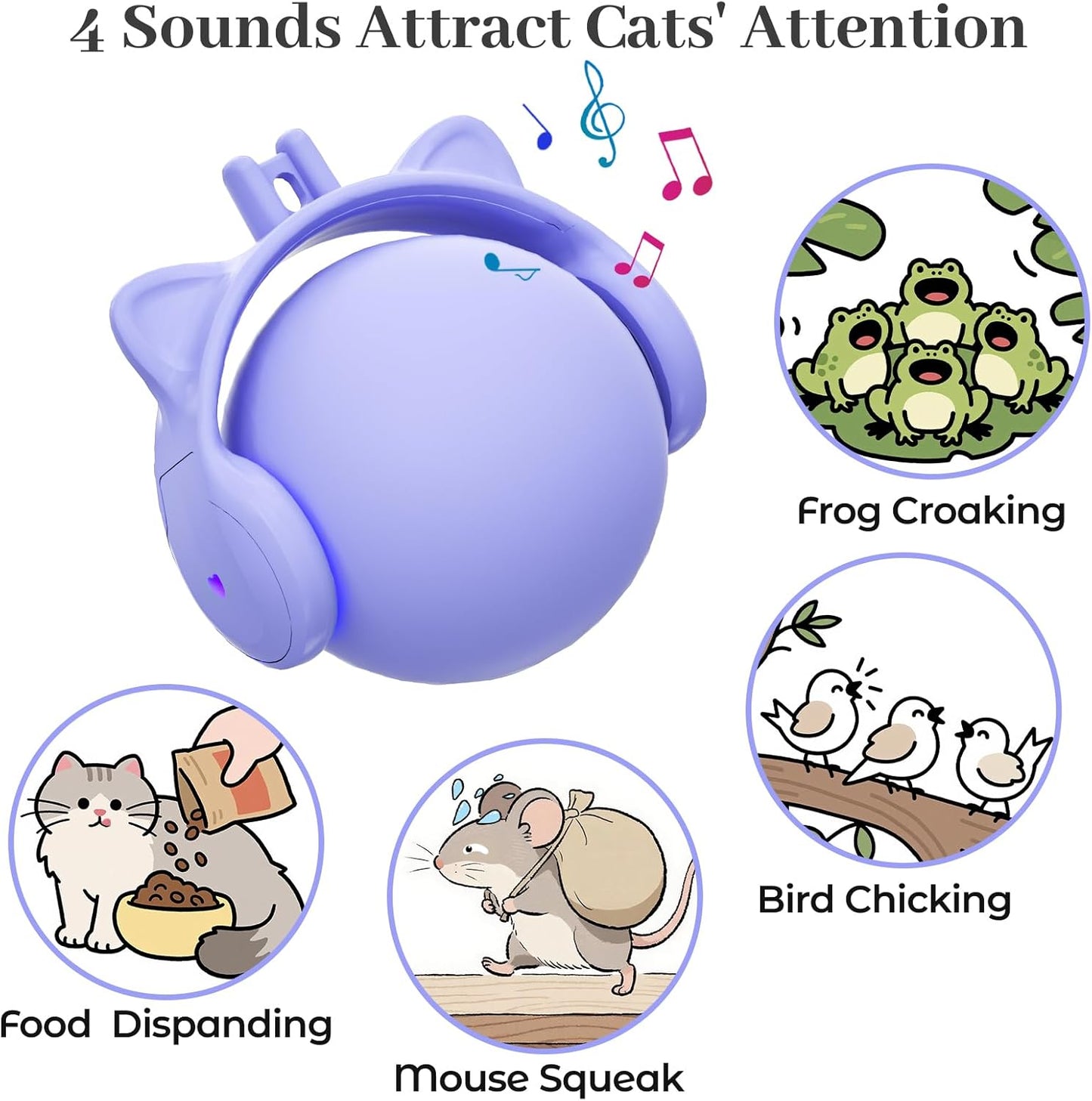 ORSDA Cat Toys for Indoor Cats, New Intelligent Voice Timing Touch Control Cats Ball, Simulate Mouse Sound Kitten Toy, Automatic Interactive Moving Cat Toy for All Ages