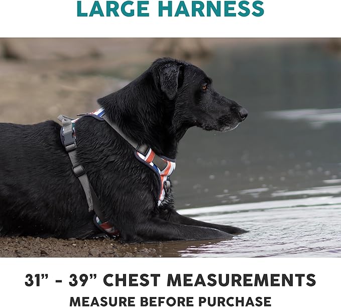 Embark Adventure Dog Harness, Reflective Trim No Pull Dog Harness for Large Dogs - Military Grade Nylon, Front Clip with Gel Lined Handle.