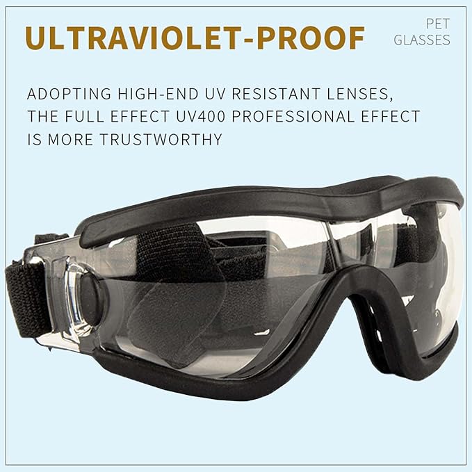 Medium Dog Sunglasses with Adjustable Strap UV Protection, Winproof Puppy Sunglasses, Suitable for Dogs Eyes Protection，Soft Dog Goggles
