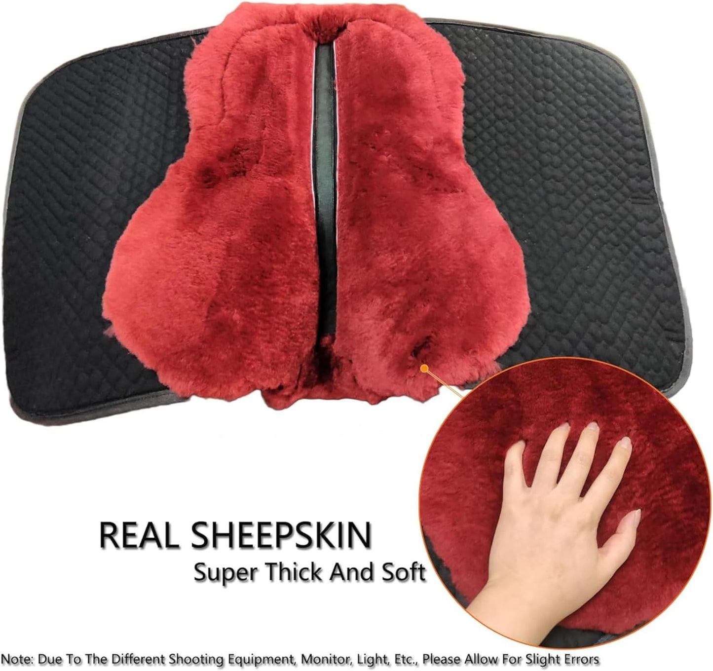 Woolous Dressage Saddle Pad, English Saddle Pad with Sheepskin Trim, Lambskin Wool Fleece Lining, Square Saddle Pad for Equestrian Riding, Comfortable & Shock Absorbing