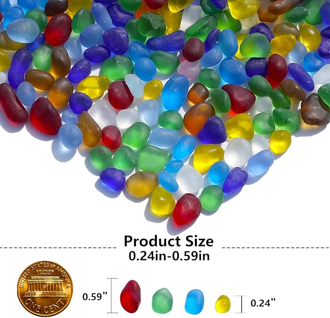 Sea Glass Stones - 2.9LB/46.4oz Colorful Frosted Glass Pebbles Gemstones - Perfect for Aquarium Rocks, Fish Tank Gravel, Vase Fillers, Seaglass DIY Crafts, and Home Decor