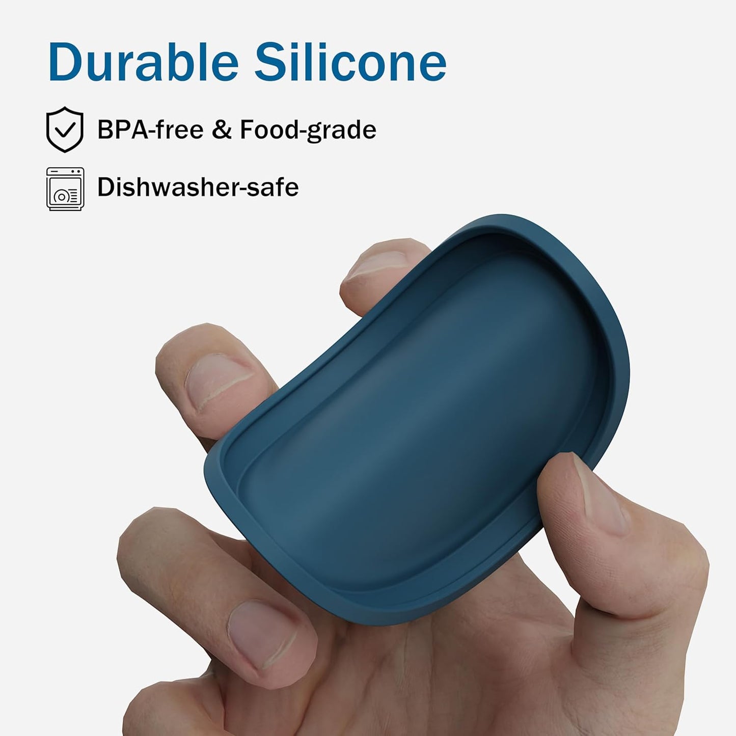 OHMO 2 Pack Pet Food Can Lids, (3.3 in / 85mm) Silicone Pet Food Can Lids Covers for 5.5 oz Cat and Dog Food Cans, Dark&Light Blue