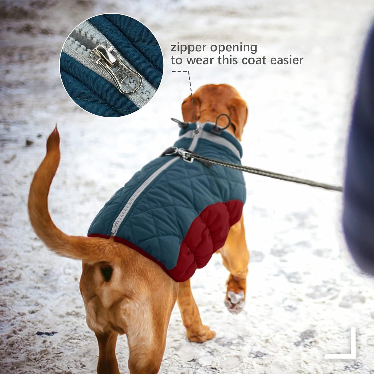 FUAMEY Dog Coat for Small Dogs,Waterproof Dog Winter Jacket with Harness Built in Puppy Cold Weather Coats Reflective Pet Vest with Zipper Warm Fleece Dogs Snowsuit Windproof Dark Blue XS