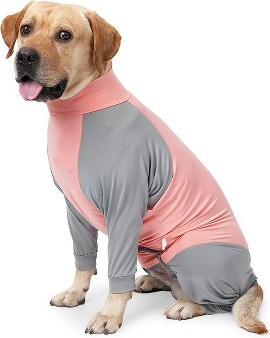 Dog Recovery Suit, Abdominal Wound After Surgery Wear, Prevent Licking Wounds, E-Collar & Cone Alternatives, Long Sleeve Postoperative Shirts Dog Bodysuit Prevent Shedding(Small, Pink)