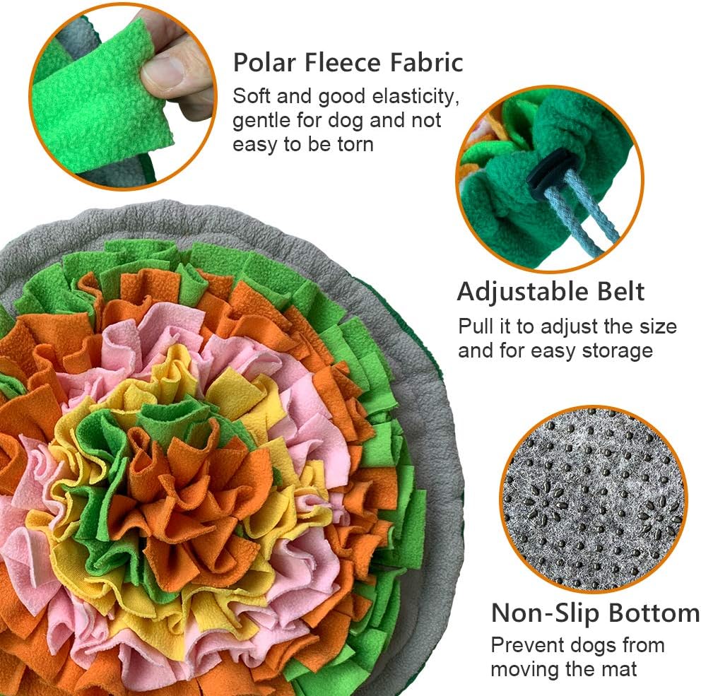 Snuffle Mat for Dogs, Interactive Foraging Puzzle Blanket, Nosework Feeding Bowl Sniffing Pad for Cats Puppies Small Medium Pets