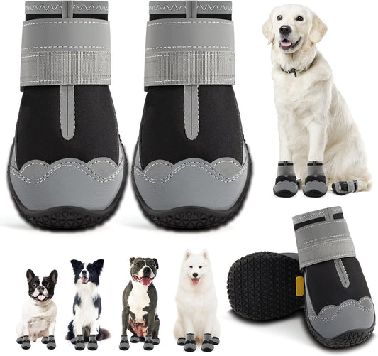 Dog Shoes for Small Dogs, Dog Boots & Paw Protectors for Hardwood Floors, Outdoor Dog Booties for Hot Pavement Winter Snow Hiking, Waterproof Dog Shoes with Reflective Strips Size 1