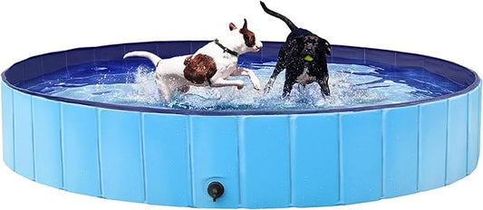 Yaheetech Foldable Dog Pet Bath Pool Hard Plastic Doggy Duck Swimming Pool Collapsible PVC Outdoor Bathing Tub Dog Pools for Large Medium Small Dogs XXXL