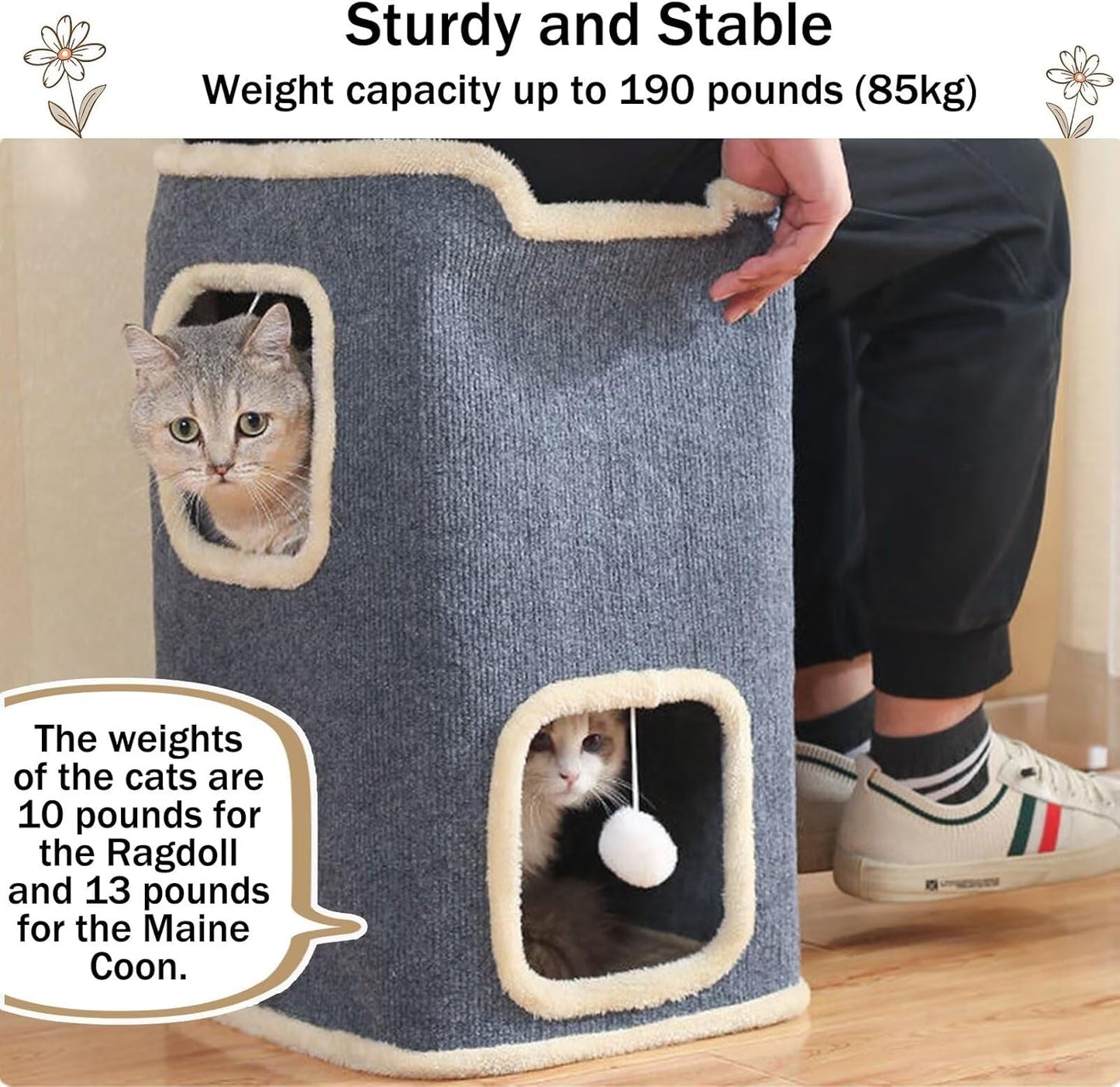 Cat House for Indoor Cat Beds, Multi-Level Cat Condo Foldable Cat Cave (1-Level)
