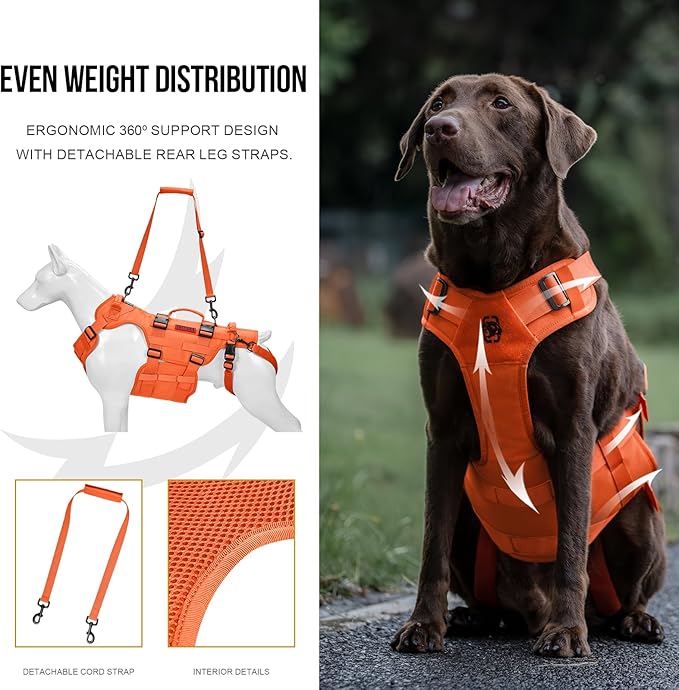 OneTigris Dog Lift Harness for Large Dogs, Dog Hip Support Brace, Full Body Dogs Lifter with Handles Invictus Multifunctional Mobility Assistance Vest for Back Legs