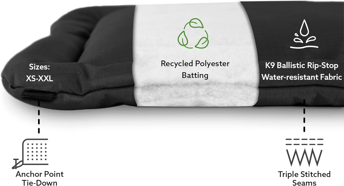 K9 Ballistics Tough Ripstop Dog Crate Pad - Durable & Machine Washable with Non-Skid Bottom and 120-Day Warranty, Fits 30" Wire Crates - Small, Light Gray Velvet