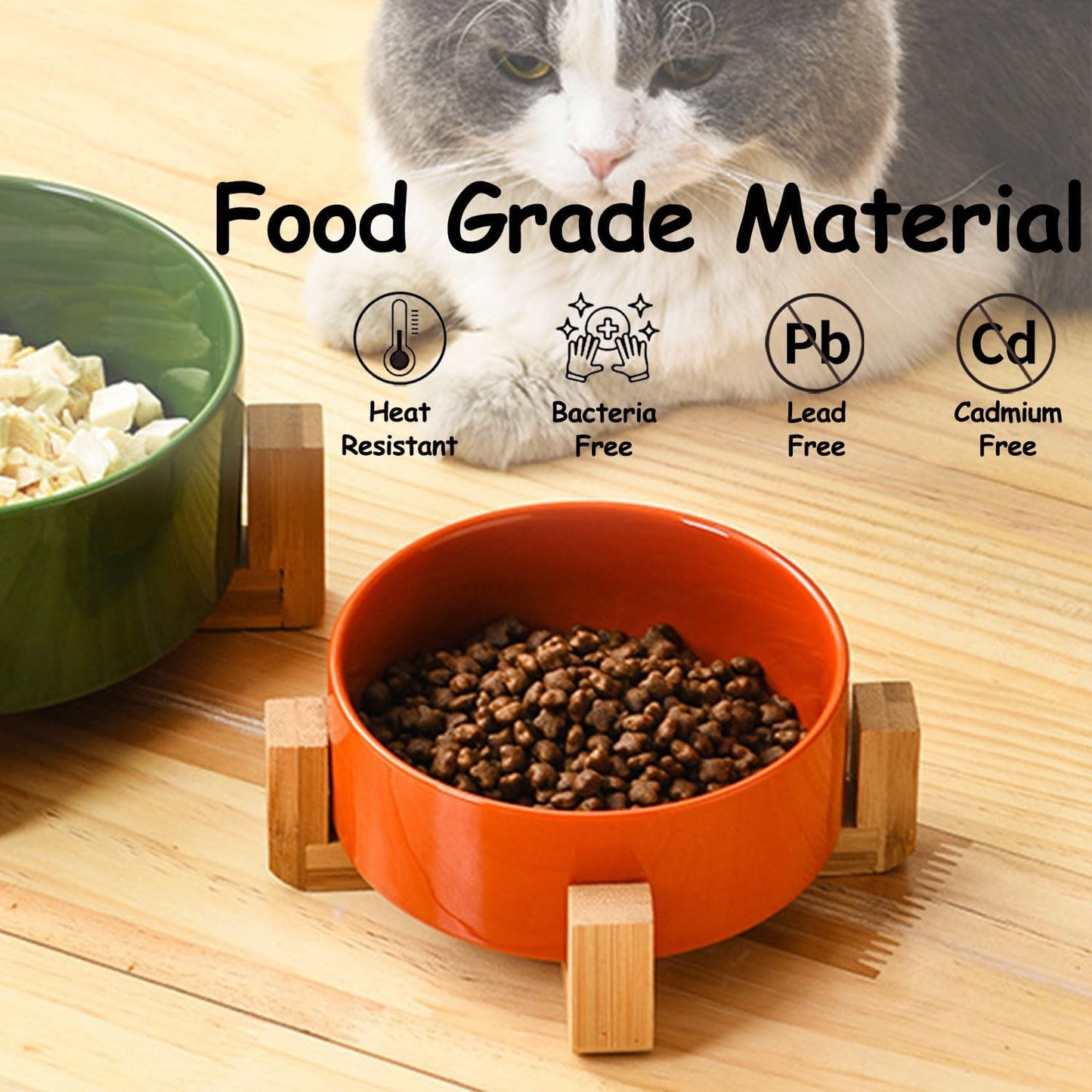 Petygooing Ceramic Dog Bowl Set with Stand,Small Dog Bowls,Cat Dog Food and Water Bowl,Anti -Slip Set of 2 Cat Dog Bowls-Dog Food Bowls- Dog Bowls Small Size Dog 13.5 OZ (5.1In / 1.7 Cups) Rust Red