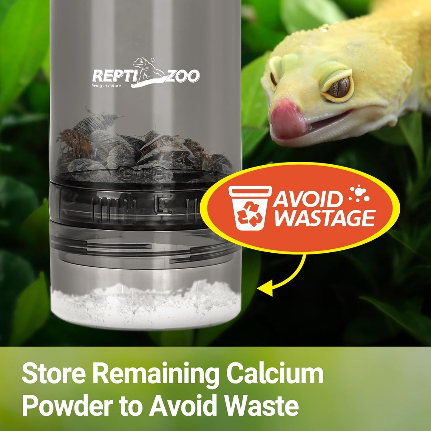 REPTI ZOO Reptile Cricket Calcium Powder Mixer, Cricket Keeper Shaker for Bearded Dragon Gecko Snake Lizards, Dispenser Feeder for Chameleon Reptile & Amphibians