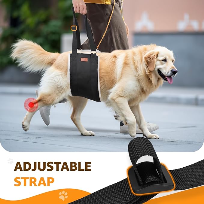 Adjustable Dog Lift Harness, Dog Sling for Large Dogs Lift Support and Rehab Harness for Weak Rear Legs, Soft Hind Leg Support Helps Senior, Injured,Disabled and After ACL Surgery Dogs(Black,X-Large)