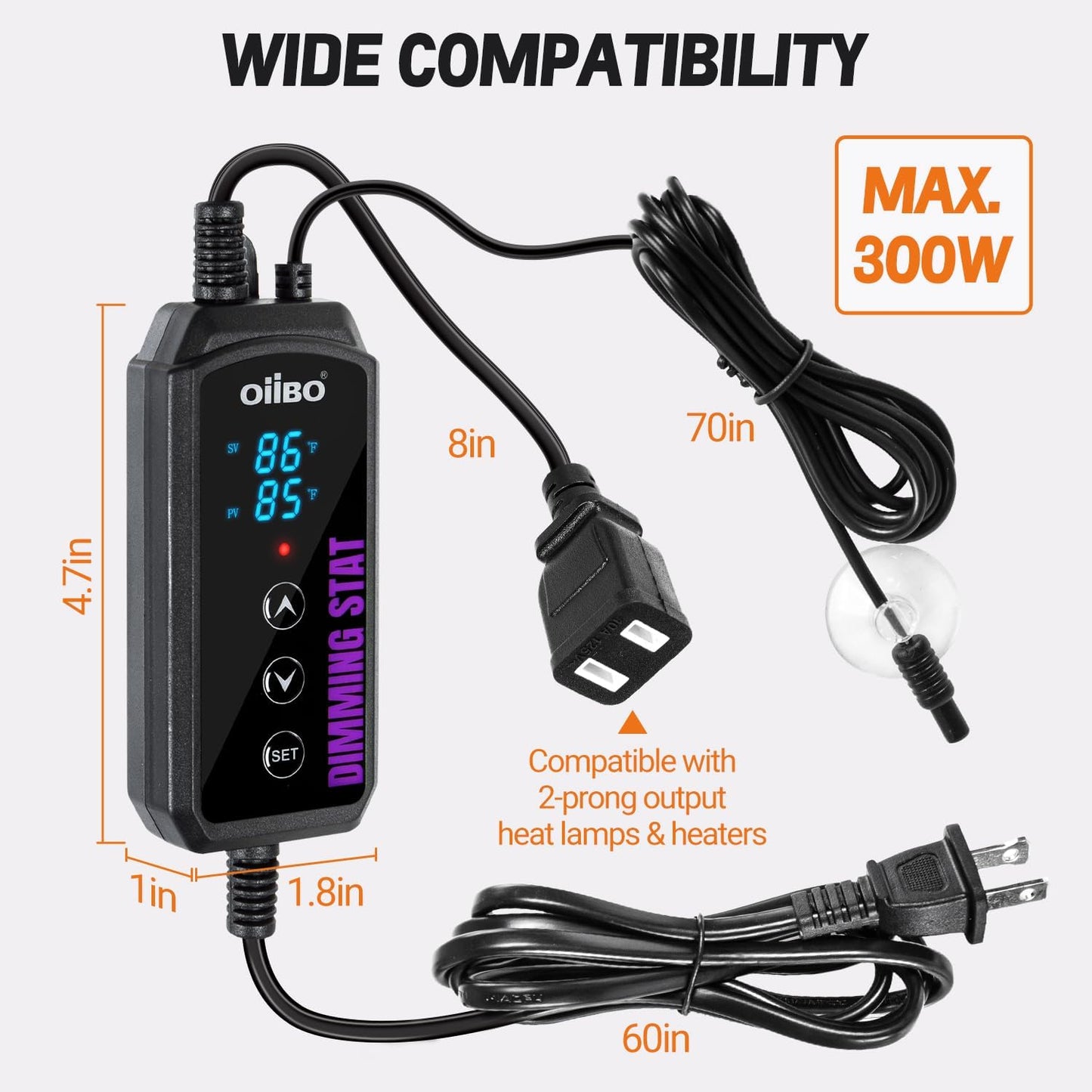 Oiibo Digital Heat Mat Thermostat, PID Reptile Heat Lamp Dimming Thermostat Heating Pad Temperature Controller for for Aquarium Reptiles and Seedling, Breeding, Hatching