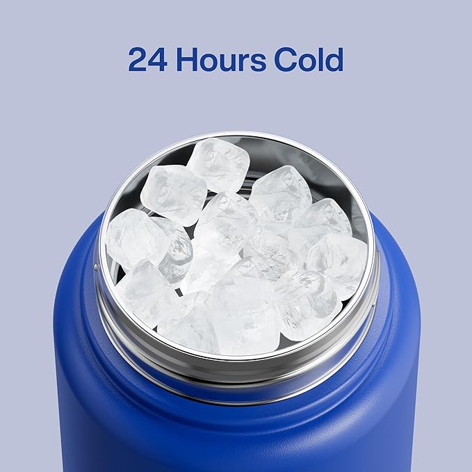 Insulated Water Bottle with Straw Stainless Steel Water Bottle, Leak-Proof, BPA-Free, Double Wall Vacuum Keeps Cold for 24 Hours for Sports, Travel, School (32 oz, Royal Blue)