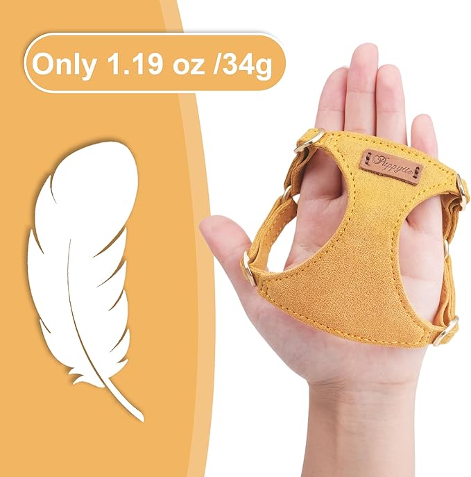 Puppytie No Pull XXS Puppy Harness with Multifunction Dog Leash,Soft Adjustable No Choke Escape Proof Pet Harness Vest,Yellow,XXS