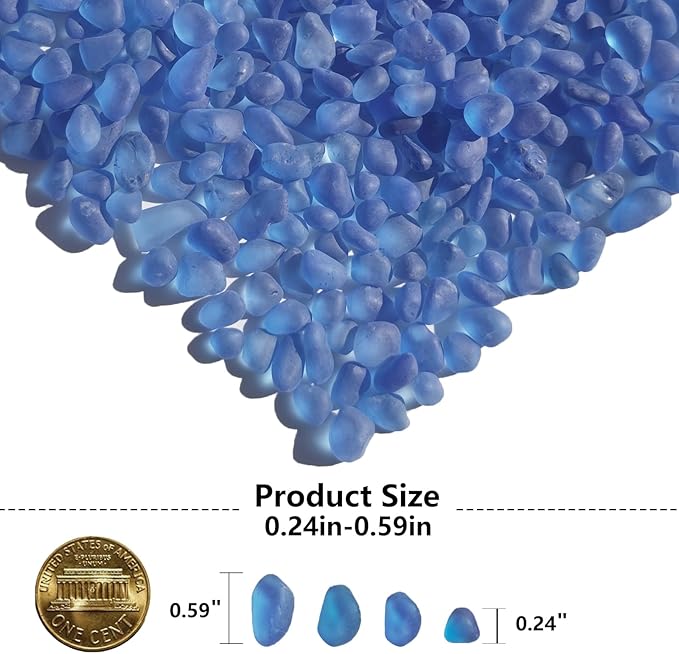 Sea Glass Stones - 0.9LB Dark Blue Frosted Glass Pebbles Gemstones - Perfect for Aquarium Rocks, Fish Tank Gravel, Vase Fillers, DIY Crafts, and Home Decor