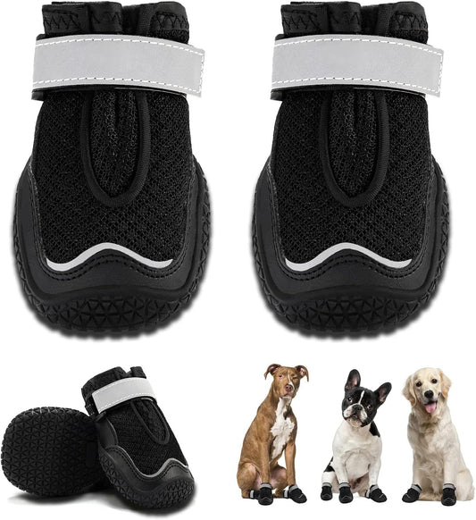 Hcpet Dog Boots for Large Dogs, Dog Shoes for Hot Pavement Winter Snow, Paw Protector Dog Booties Designed for Comfort and Breathability, Outdoor Booties for Small Medium Dogs for Hiking Black Size 7