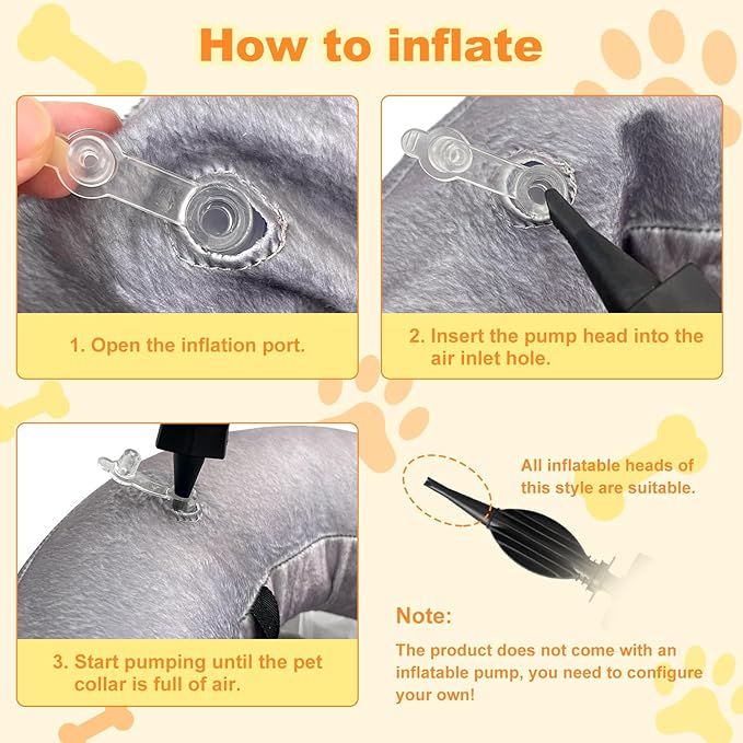 Dog Cone Collar with Enhanced Anti-Licking, Inflatable Dog Cone After Surgery, Adjustable Size with Soft Padding for Small Medium Large Dogs - M+