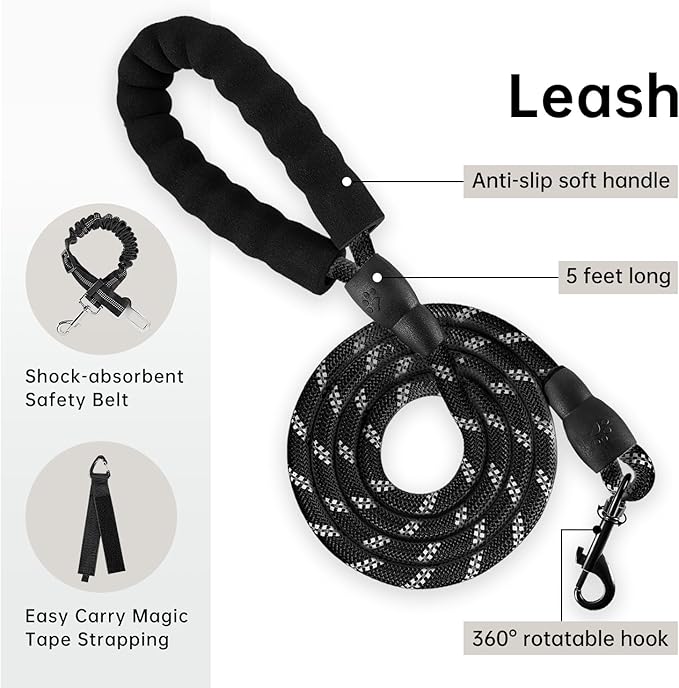 IVY&LANE No Pull Dog Harness with Leash Set, Reflective No Choke Pet Vest,Adjustable Oxford Dog Vest Harness with Easy Control Handle for Small Dogs (Vintage Blue,S)