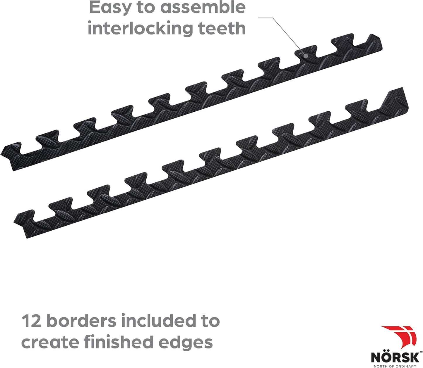 Norsk Foam Floor Gym Mats with Interlocking Tiles, .47" Thick, 24"x24", 48-Pack, 192 Square Feet, Diamond Plate Design, Black