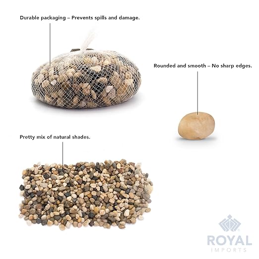 Royal Imports 5LBS River Rocks Decorative Ornamental Pebbles, Garden Landscaping Stones, Gravel Filler for Plants, Vases, Succulents, Home Decor, Aquariums, Crafting, Animal Habitat - Small Natural