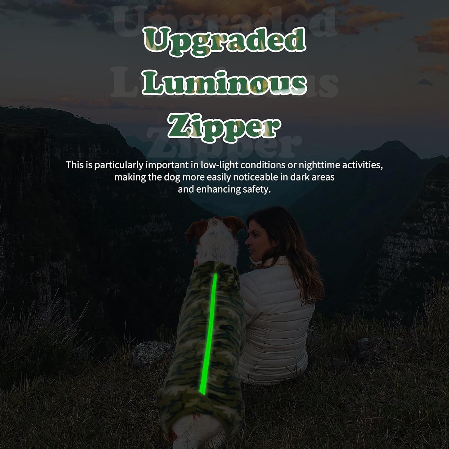 ROZKITCH Great Dane Clothes Dog Winter Coat Soft Fleece Pullover Pajamas, Pet Windproof Warm Cold Weather Jacket Vest with Luminous Zipper, Jumpsuit Apparel Outfit Clothes for Giant Dog Camo 3XL