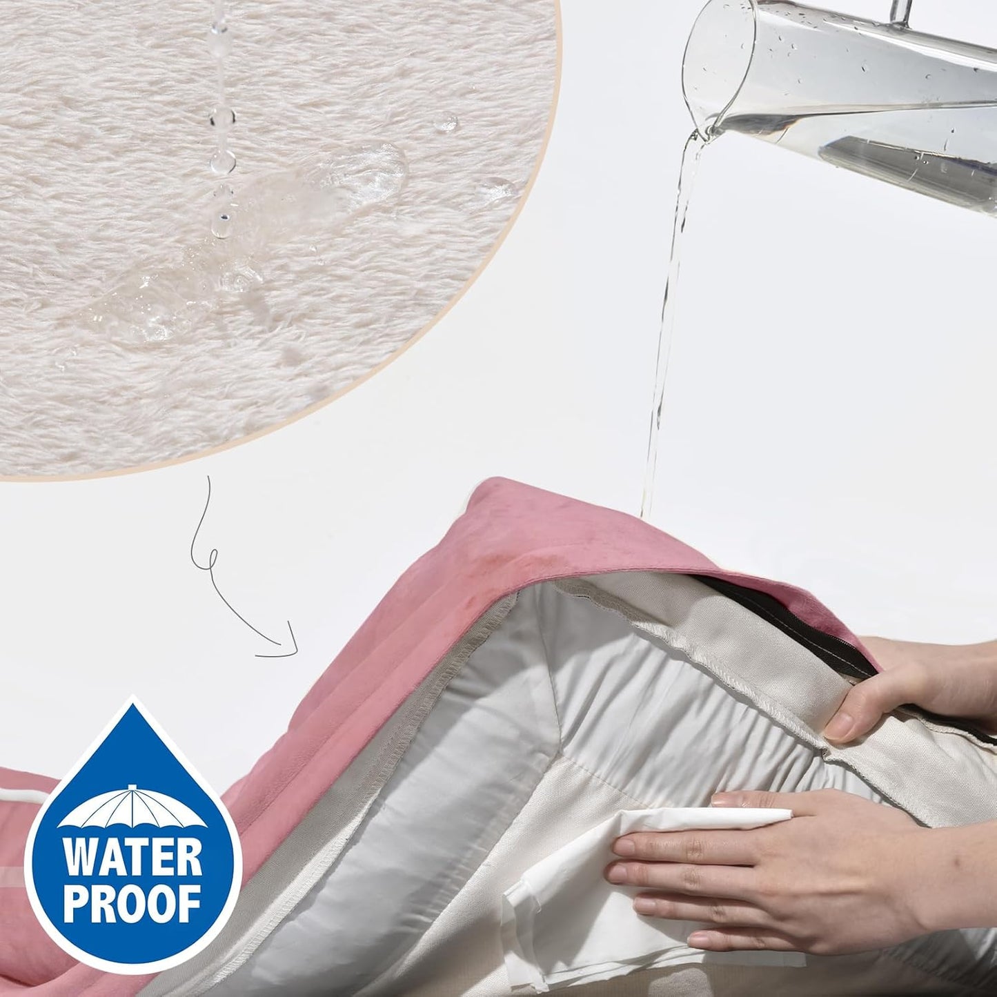 Comfort Expression Small Dog Beds Waterproof Orthopedic Foam Dog Sofa Beds for Medium Dogs Comfy Pet Bed with Washable Removable Cover & Non-Slip Bottom(Small,Pink)