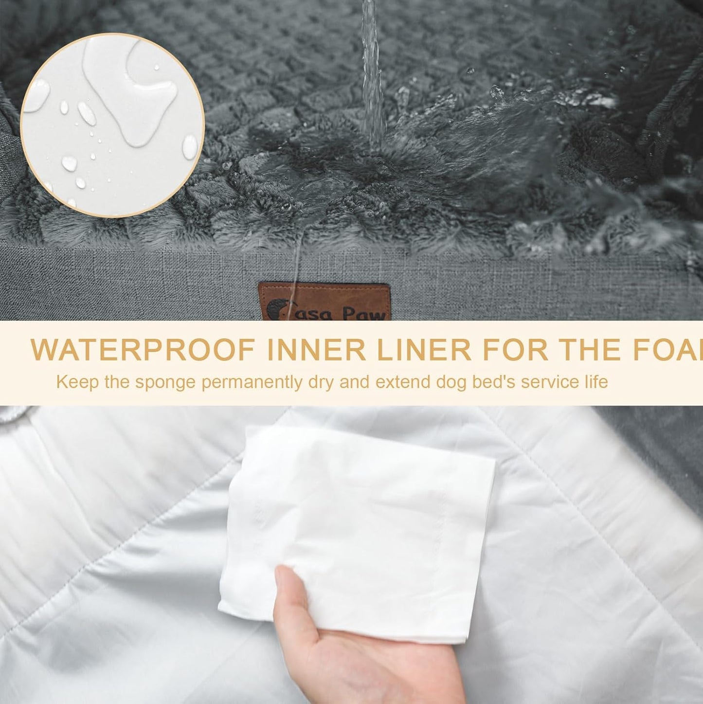 Orthopedic XL Dog Bed for Extra Large Dogs, Waterproof Memory Foam Dog Beds with Sides, Non-Slip Bottom and Egg-Crate Foam Big Dogs Couch Beds with Removable Washable Cover(X-Large,Grey)