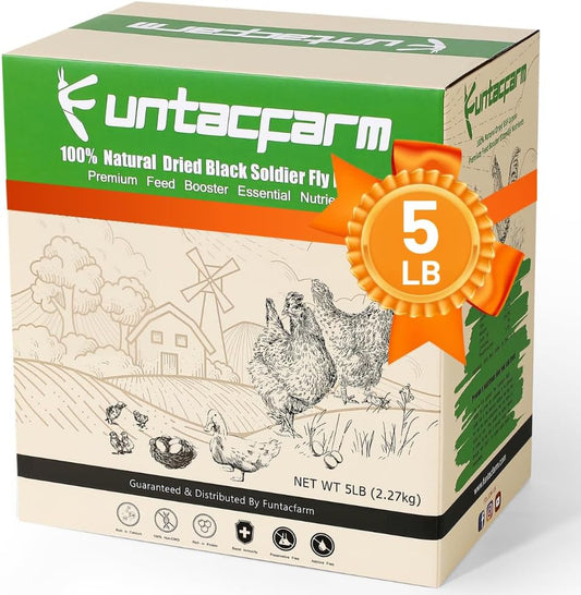 Dried Worms Black Solider Fly Larvae 5LB, Superior to Mealworms Chicken Treat, 86x Calcium Than Meal Worms, 100% Non-GMO Organic Chicken Feed
