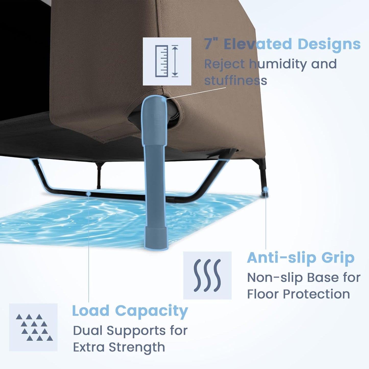 42" 2-in-1 Dog House for Medium Dogs, Elevted Dog House Outdoor/Indoor, Puppy Shelter Outside,Water Resistant 600D PVC and Durable 2x1 Textilene Raised Dog Bed(Brown)