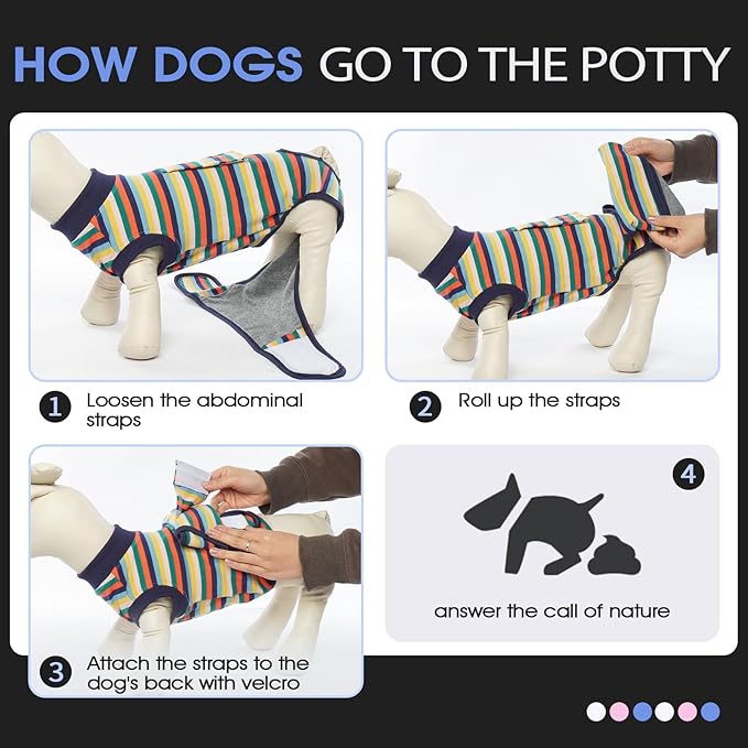 FUAMEY Recovery Suit for Dogs After Surgery,Soft Breathable Dog Bodysuit E-Collar & Cone Alternative Surgical Suit,Male Female Dog Neuter Spay Suits Anti Licking Wounds Onesie Dark Blue Stripes XXL