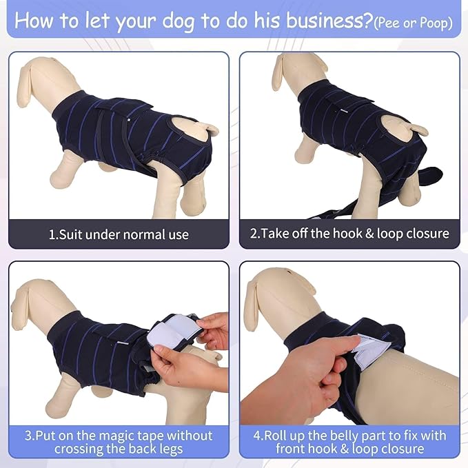 Kuoser Recovery Suit for Dogs After Surgery,Dog Surgery Suit Female Male Spay,Neuter Anti-Licking Dogs Onesie,Abdominal Wound Skin Disease Dog Surgical Suit Snugly Pet Collar Alternative Vest Bodysuit