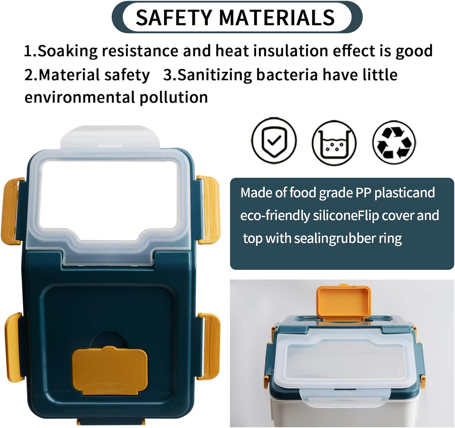 AnRui Airtight Flour Storage Container 25lb, Plastic Grain Storage Bucket, Rice Cereal Dispenser Organizer Box with Lid, Cat Dog Food Storage Bin with Measuring Cup, Scoop, Wheels, 2Pcs Blue