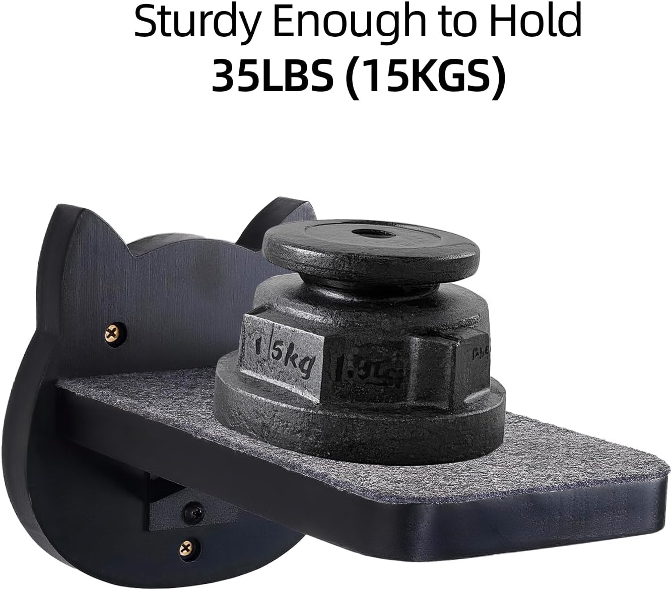 ESPETS Black Painted Solid Wood Cat Wall Climbing Steps Set of 3 - Wall Mounted Cat Floating Furniture Shelves and Perches, Sturdy Climber Stairs Ladders - Holds up 30lbs