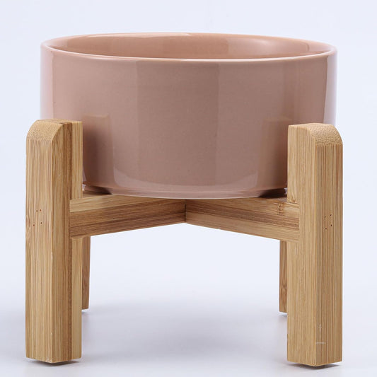 Petygooing 28 OZ Elevated/Raised Ceramic Dog Bowl for Small Medium Breeds, Dog Food Water Dish with Stand,Pet Bowl with Anti Slip Rubber for Cats Small and Medium Dogs (3.6 Cups) Khaki